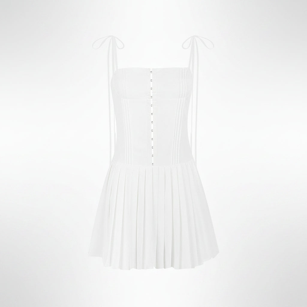 Summer White Backless Dress - French Style Mini Dress