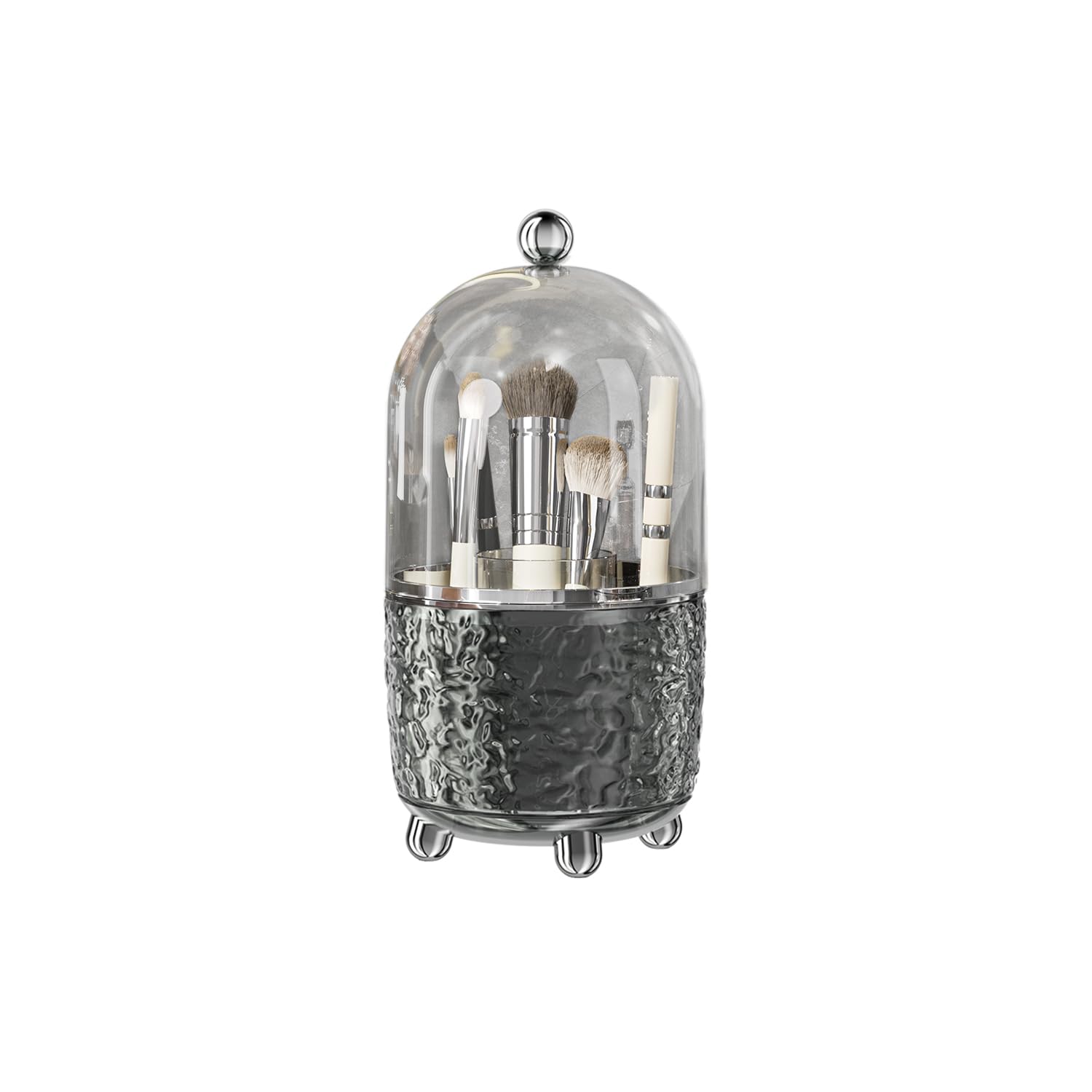 Makeup Brush Holder with Lid 360° Rotating