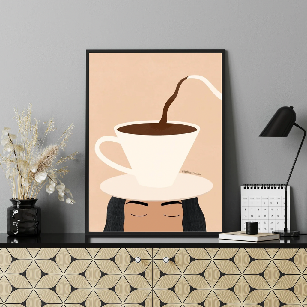 Morning Muse Coffee Abstract Framed Wall Art Print 12 x 16