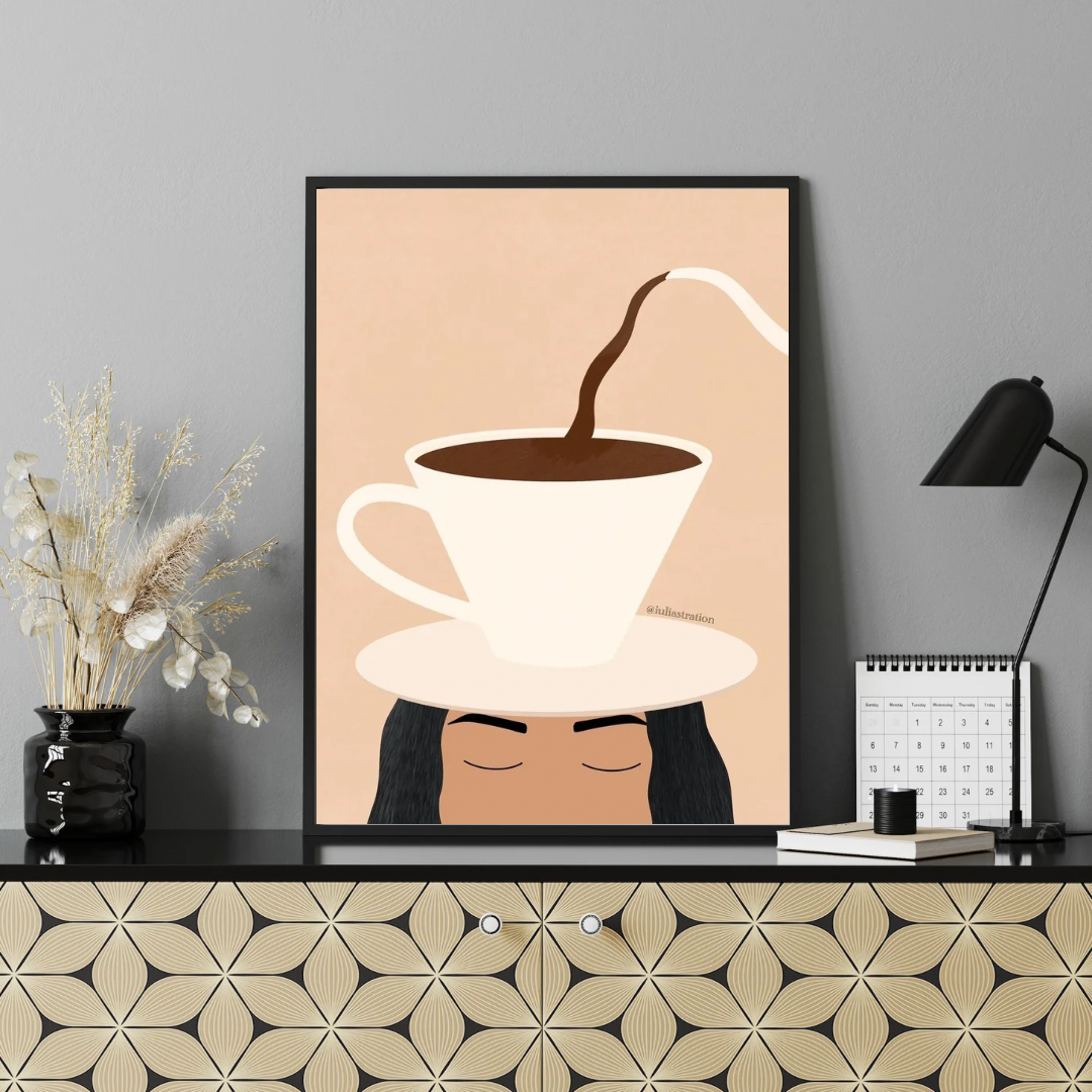 Morning Muse Coffee Abstract Framed Wall Art Print 12 x 16