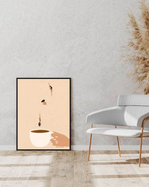 Brewed Whimsy Coffee Framed Wall Art Print 12 x 18