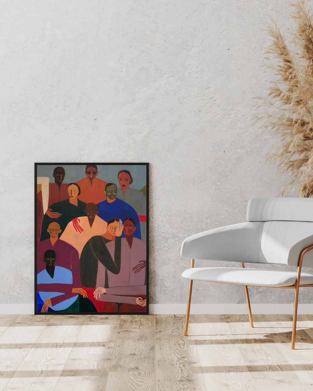 Unity Gathering Abstract Figure Framed Wall Art Print 12 x 16