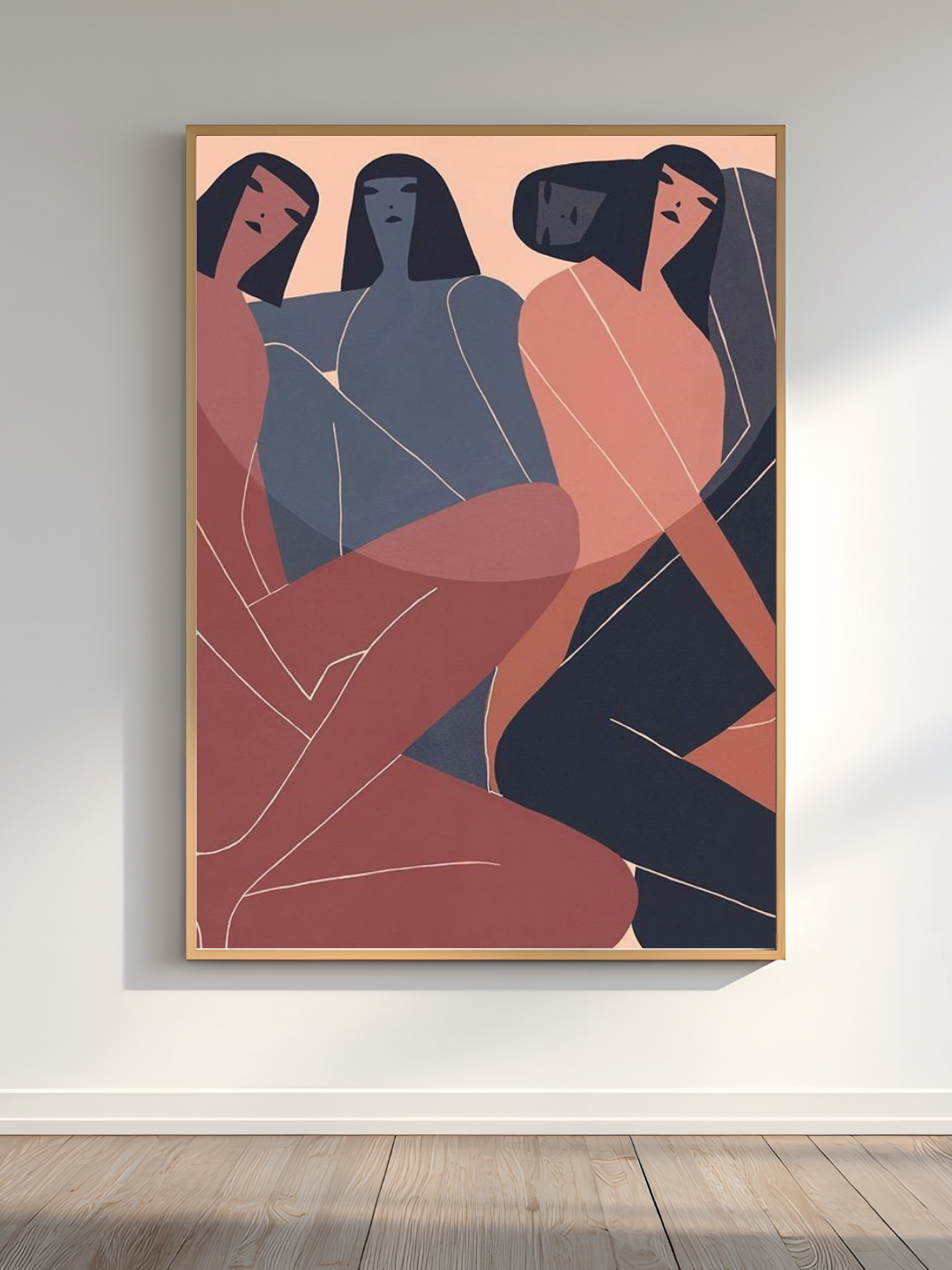 Trio Harmony Abstract Figure Framed  Wall Art Print 12 x 16