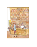 Framed Bakery Scene Wall Art – Illustrated Bread Shop Interior with People 12  x 18